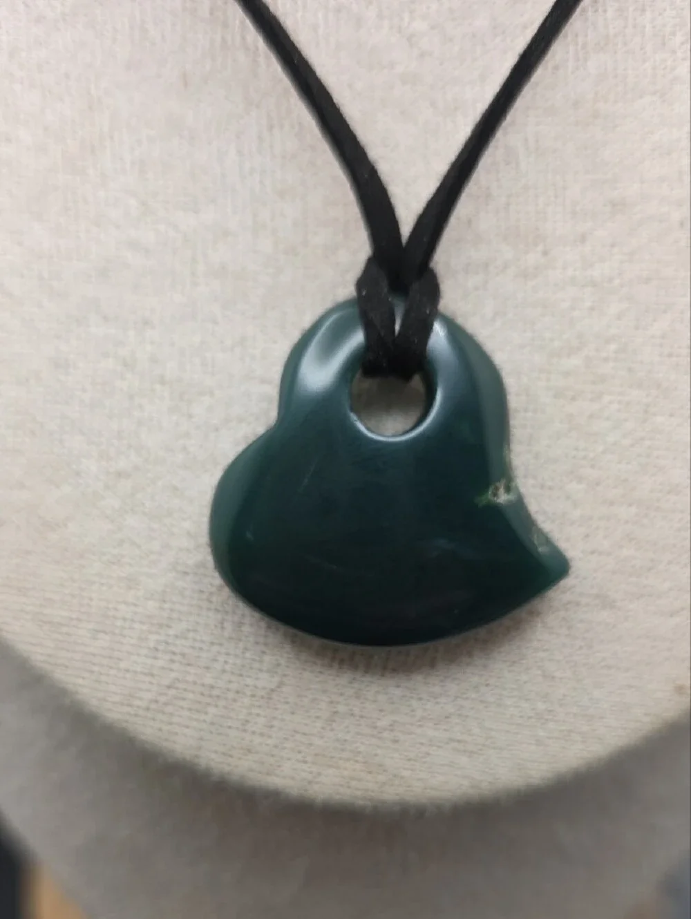 Dark Green Jasper Heart Pendant (2486)